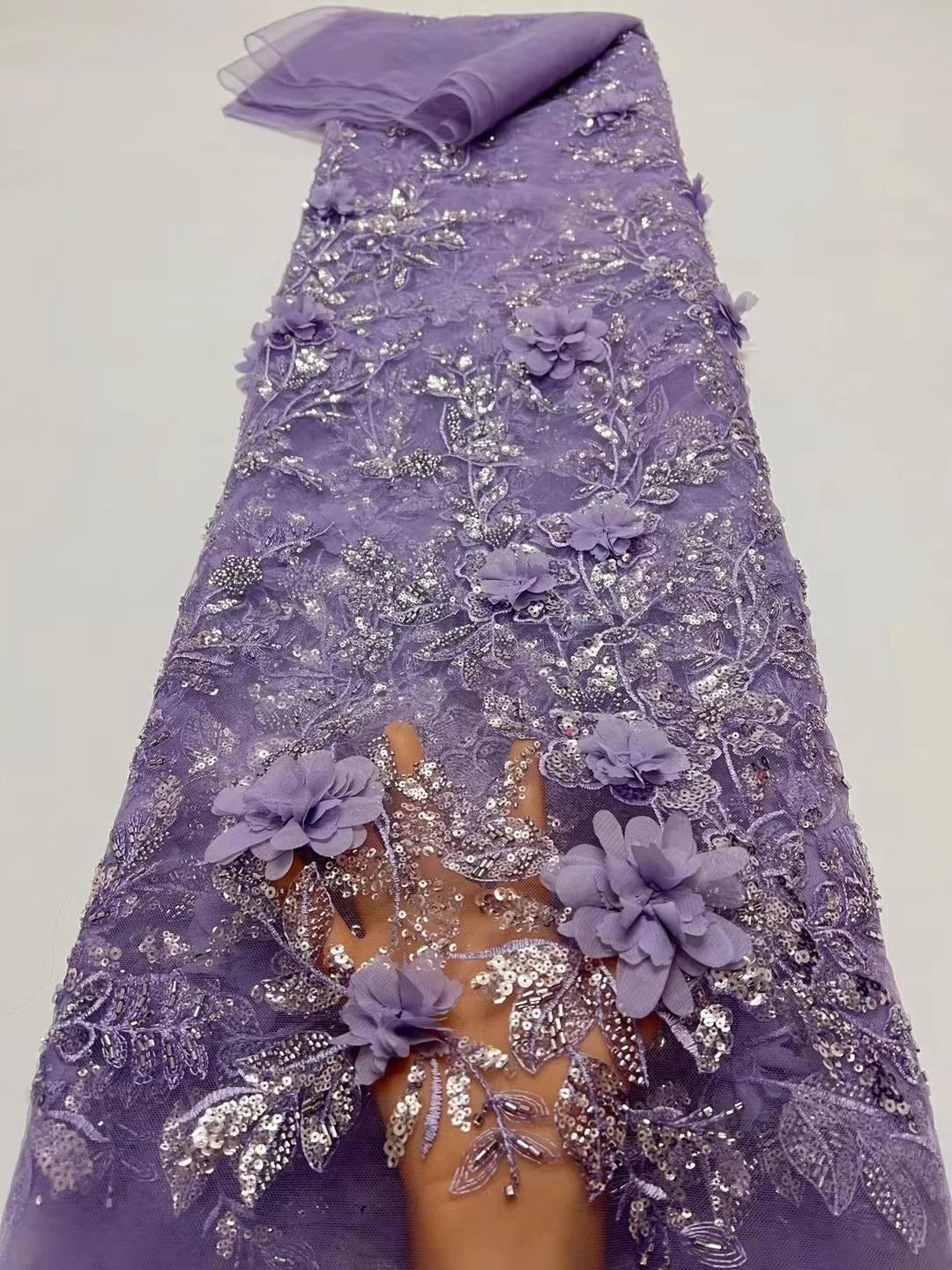 5 YARDS / 14 COLORS / Maélie Beaded Embroidery Glitter Mesh Lace  Party Prom Bridal Dress Fabric