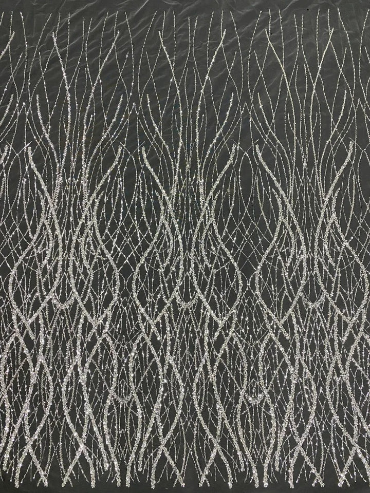 5 YARDS / Holison Floral Sequin Beaded Embroidery Tulle Mesh Lace Dress Fabric