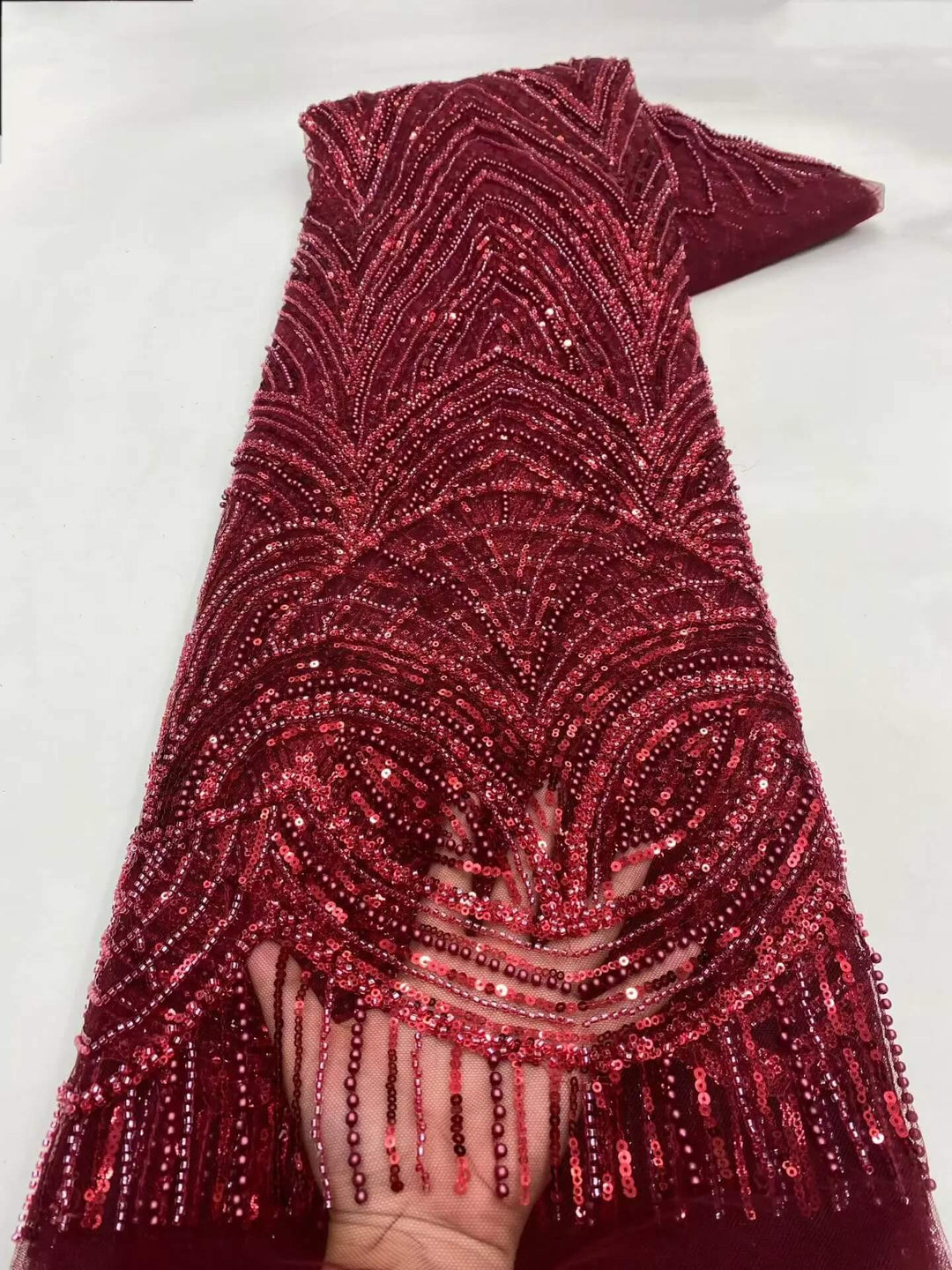 5 YARDS / 8 COLORS / Luana Floral Sequin Beaded Embroidery Glitter Mesh Lace Party Prom Bridal Dress Fabric