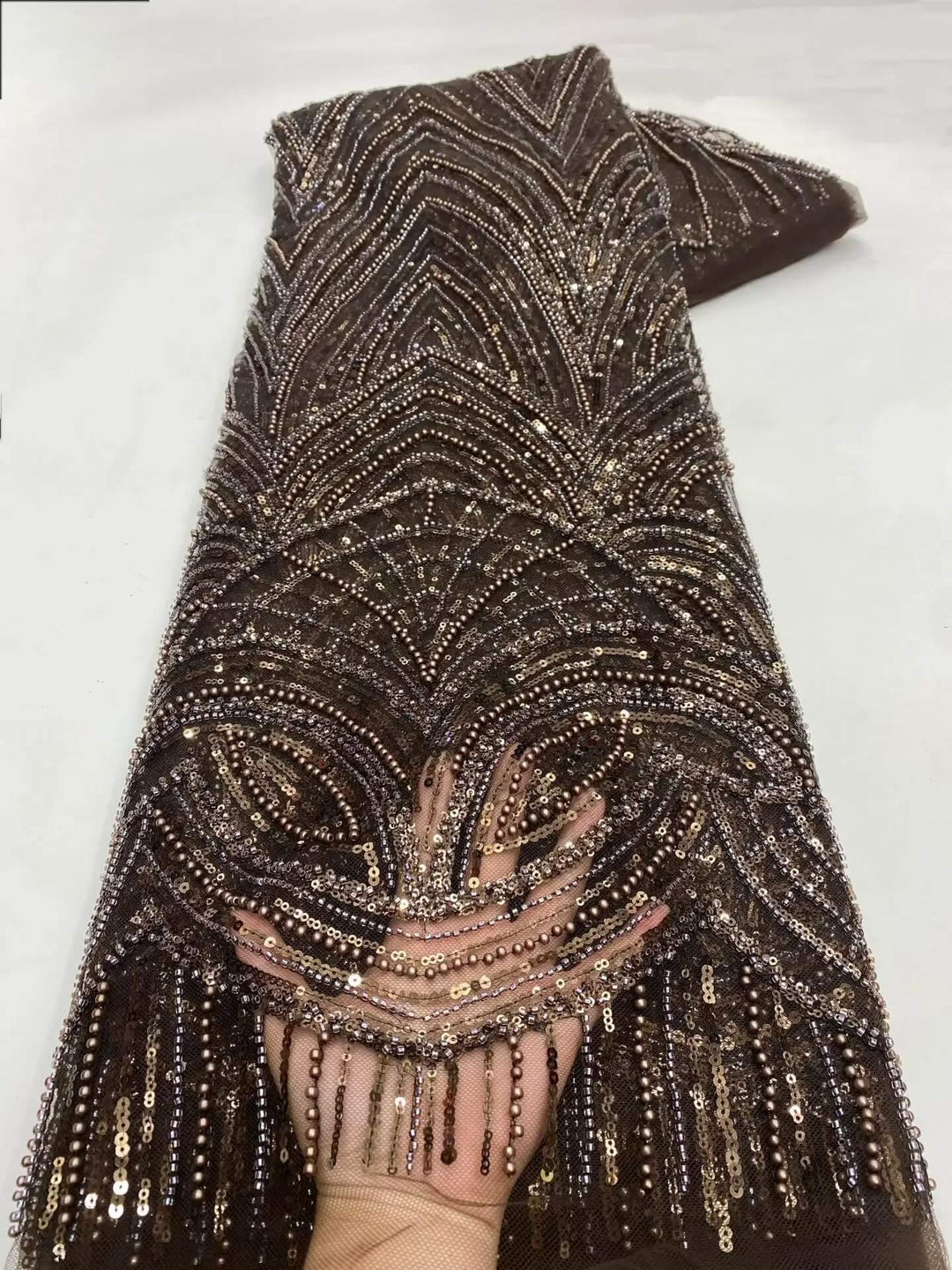 5 YARDS / 8 COLORS / Luana Floral Sequin Beaded Embroidery Glitter Mesh Lace  Party Prom Bridal Dress Fabric