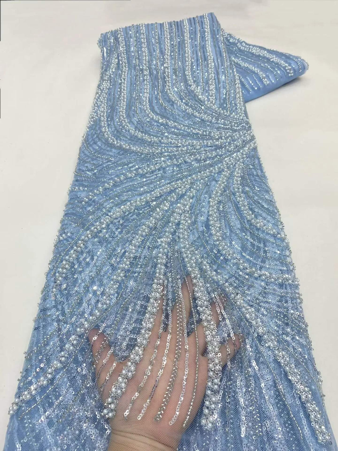 5 YARDS / 8 colors / Glaciers Abstract Beaded Mesh Ground Glitter Embroidery Mesh Lace Fabric