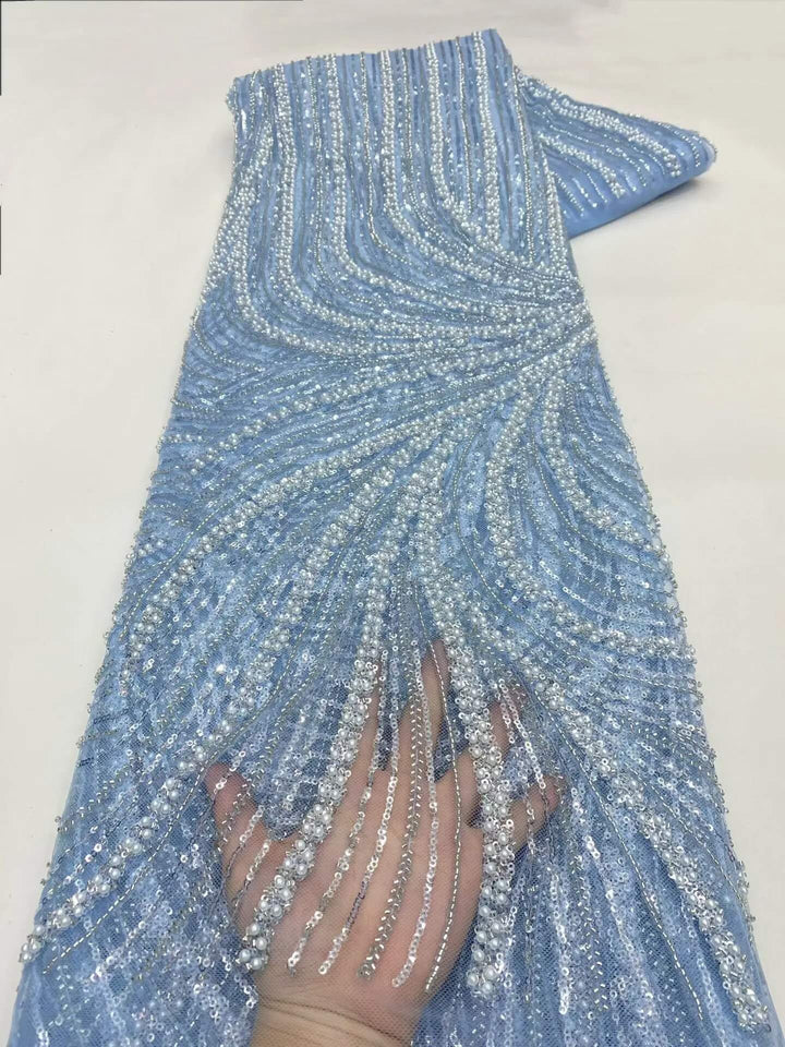 5 YARDS / 8 colors / Glaciers Abstract Beaded Mesh Ground Glitter Embroidery Mesh Lace Fabric