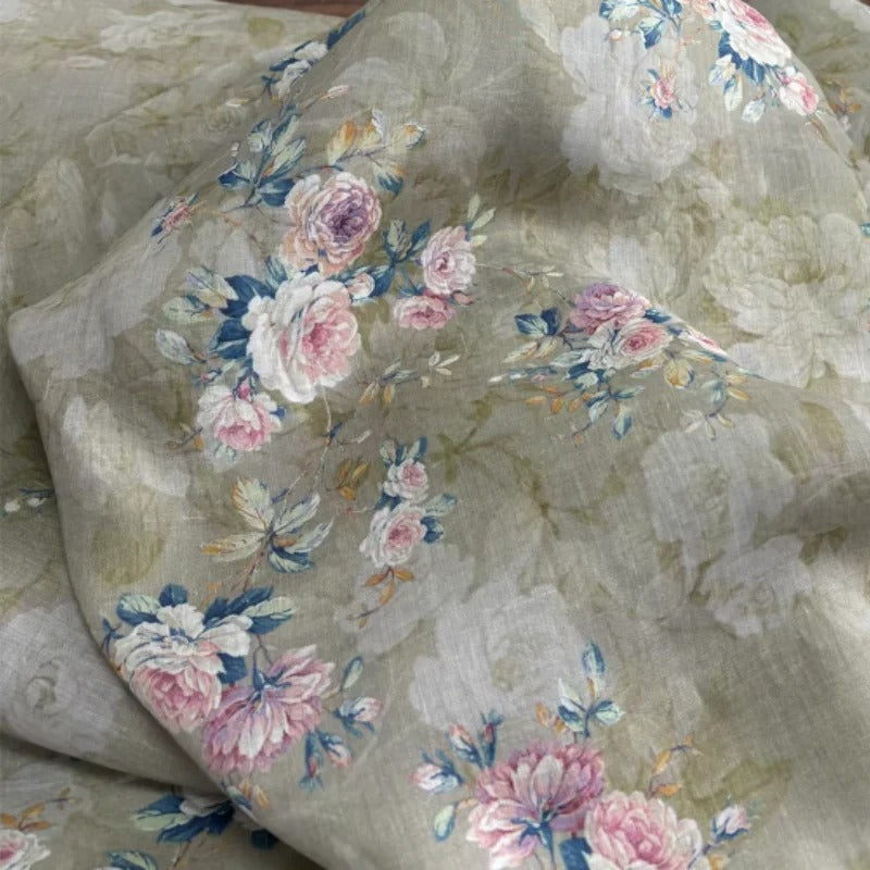 Inci Floral Cotton Linen Fabric