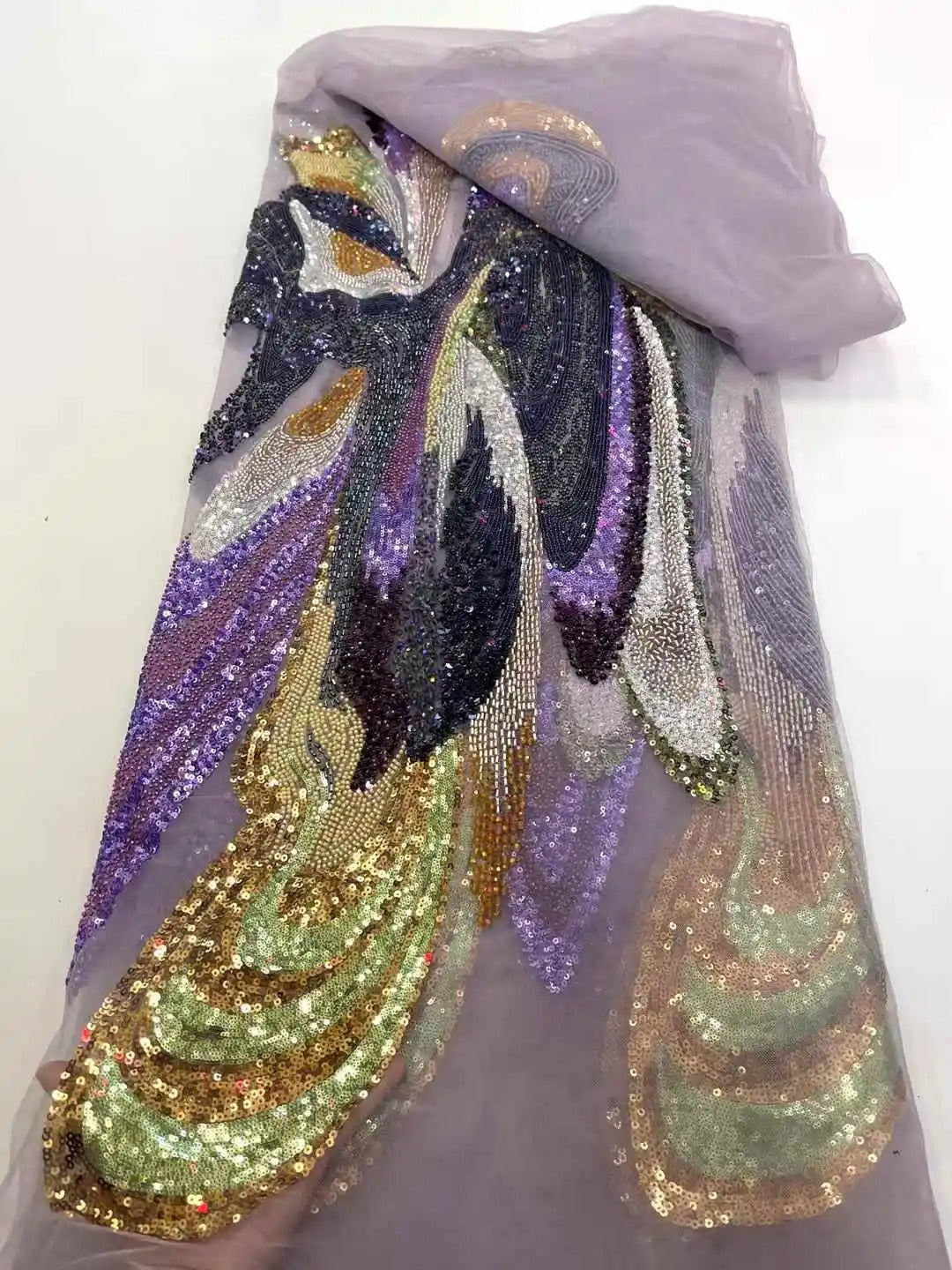 5 YARDS / 5 COLORS / DIODOTOS Sequin Beaded Embroidery Glitter Mesh Dress Lace Fabric