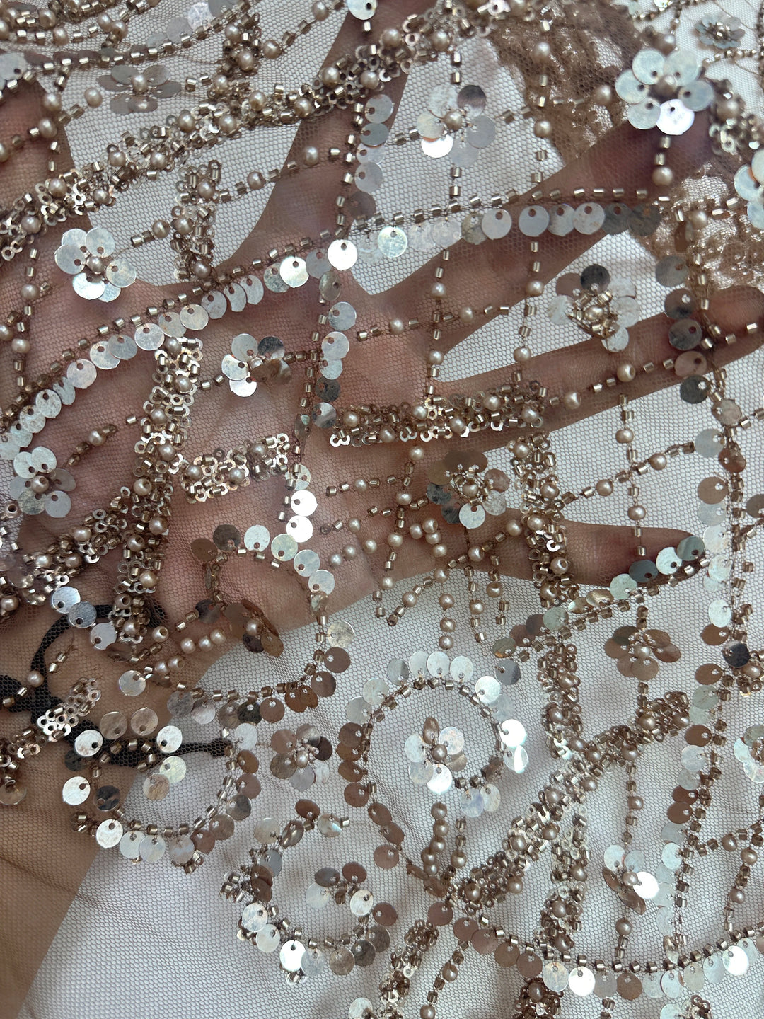 5 YARDS / 9 COLORS / ANUBIS Sequin Beaded Embroidery Glitter Mesh Dress Lace Fabric
