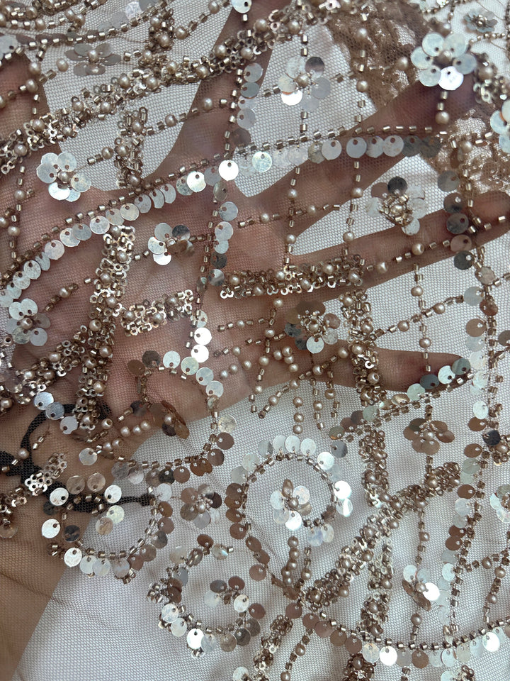 5 YARDS / 9 COLORS / ANUBIS Sequin Beaded Embroidery Glitter Mesh Dress Lace Fabric