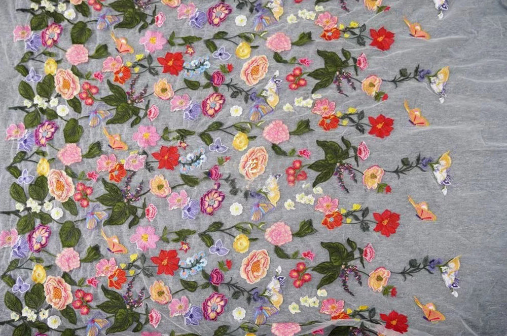 Bloom Haven Floral Allover Embroidery Tulle Mesh Lace