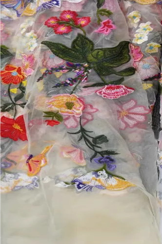 Bloom Haven Floral Allover Embroidery Tulle Mesh Lace