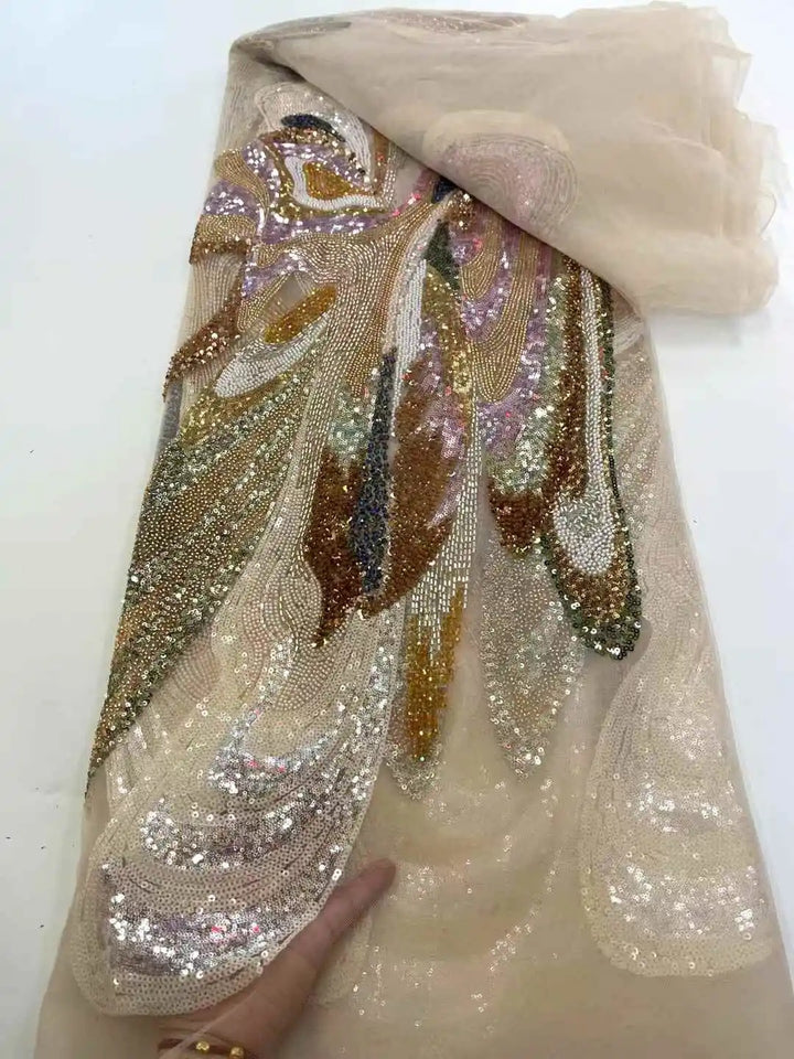 5 YARDS / 5 COLORS / DIODOTOS Sequin Beaded Embroidery Glitter Mesh Dress Lace Fabric