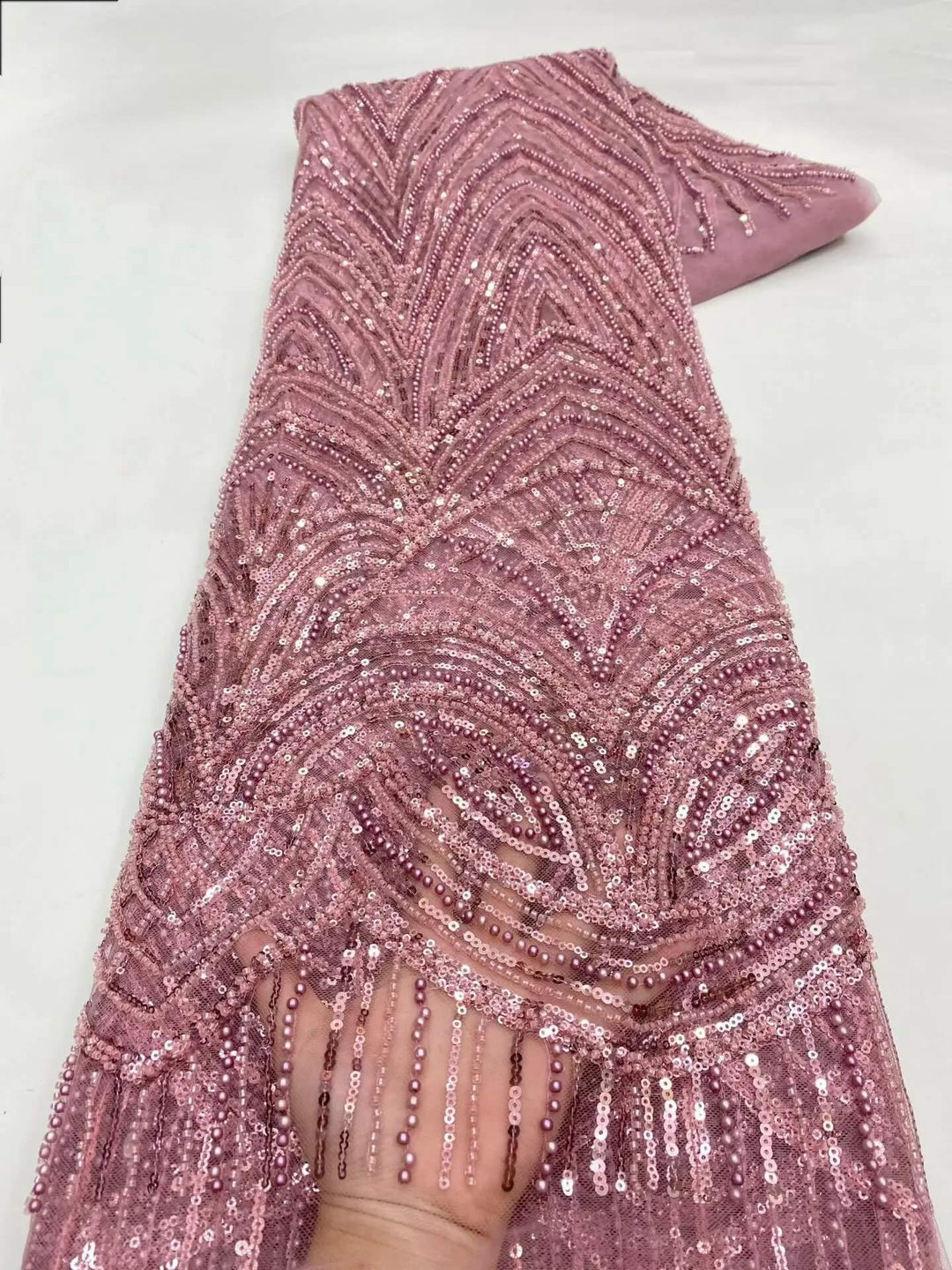 5 YARDS / 8 COLORS / Luana Floral Sequin Beaded Embroidery Glitter Mesh Lace  Party Prom Bridal Dress Fabric