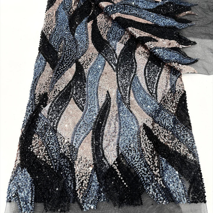 5 YARDS / 9 COLORI / Tessuto per abiti da cerimonia nuziale da sposa in pizzo scintillante con perline ricamate e paillettes Claudine