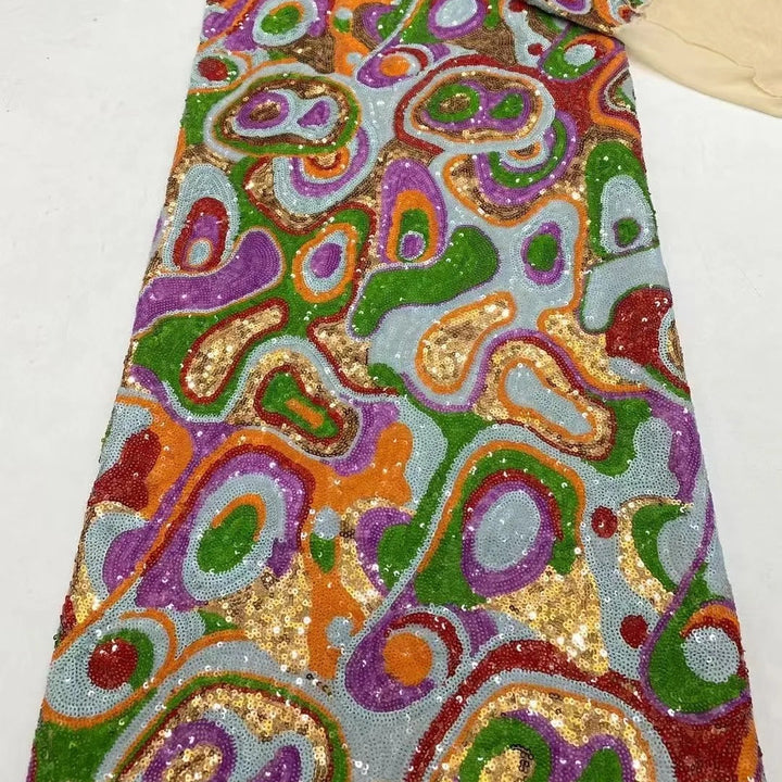 5 YARDS / 17 COLORI / Tessuto per abiti da cerimonia nuziale da sposa in pizzo scintillante con paillettes e perline ricamate Agathe