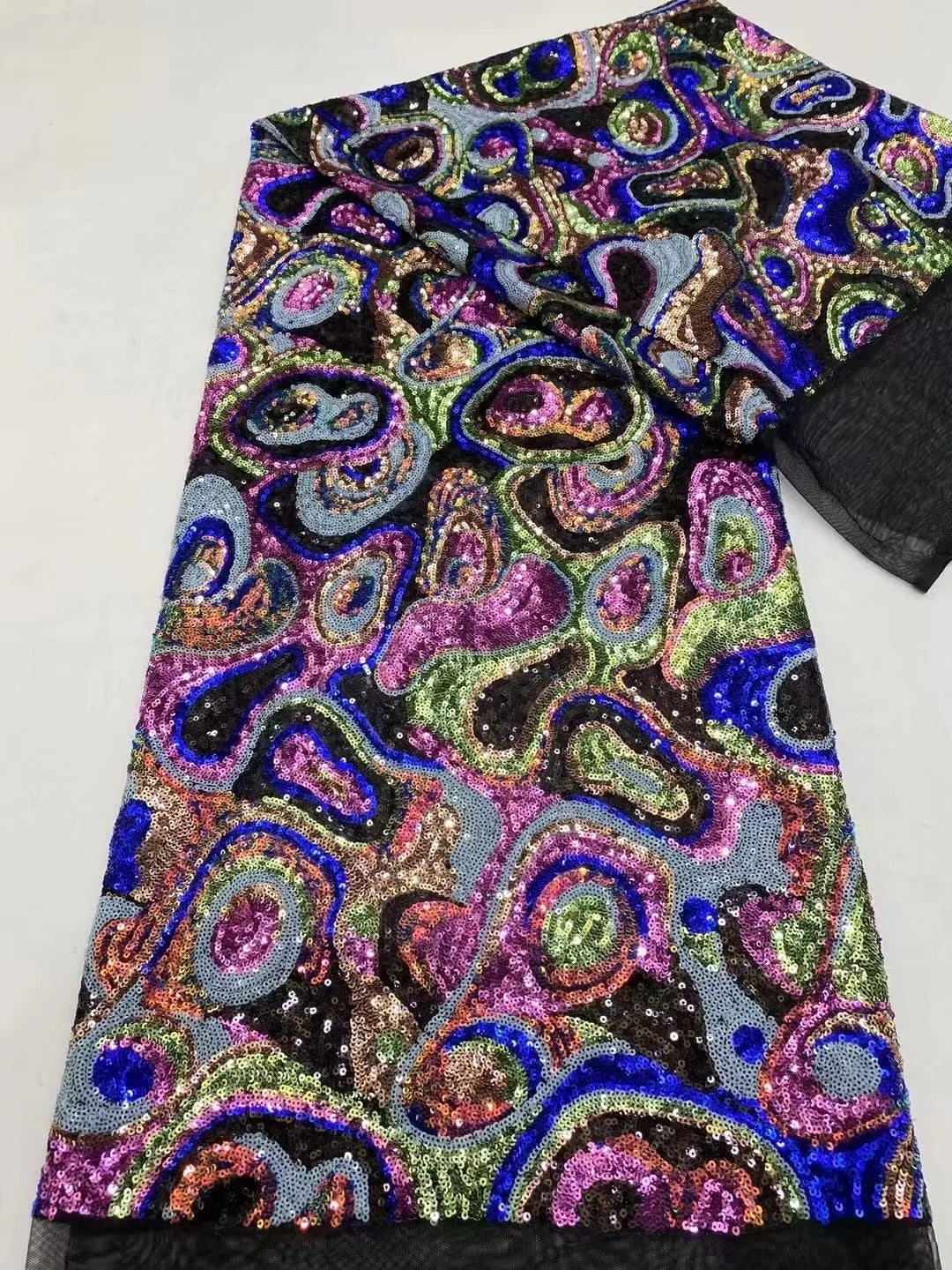 5 YARDS / 17 COLORI / Tessuto per abiti da cerimonia nuziale da sposa in pizzo scintillante con paillettes e perline ricamate Agathe