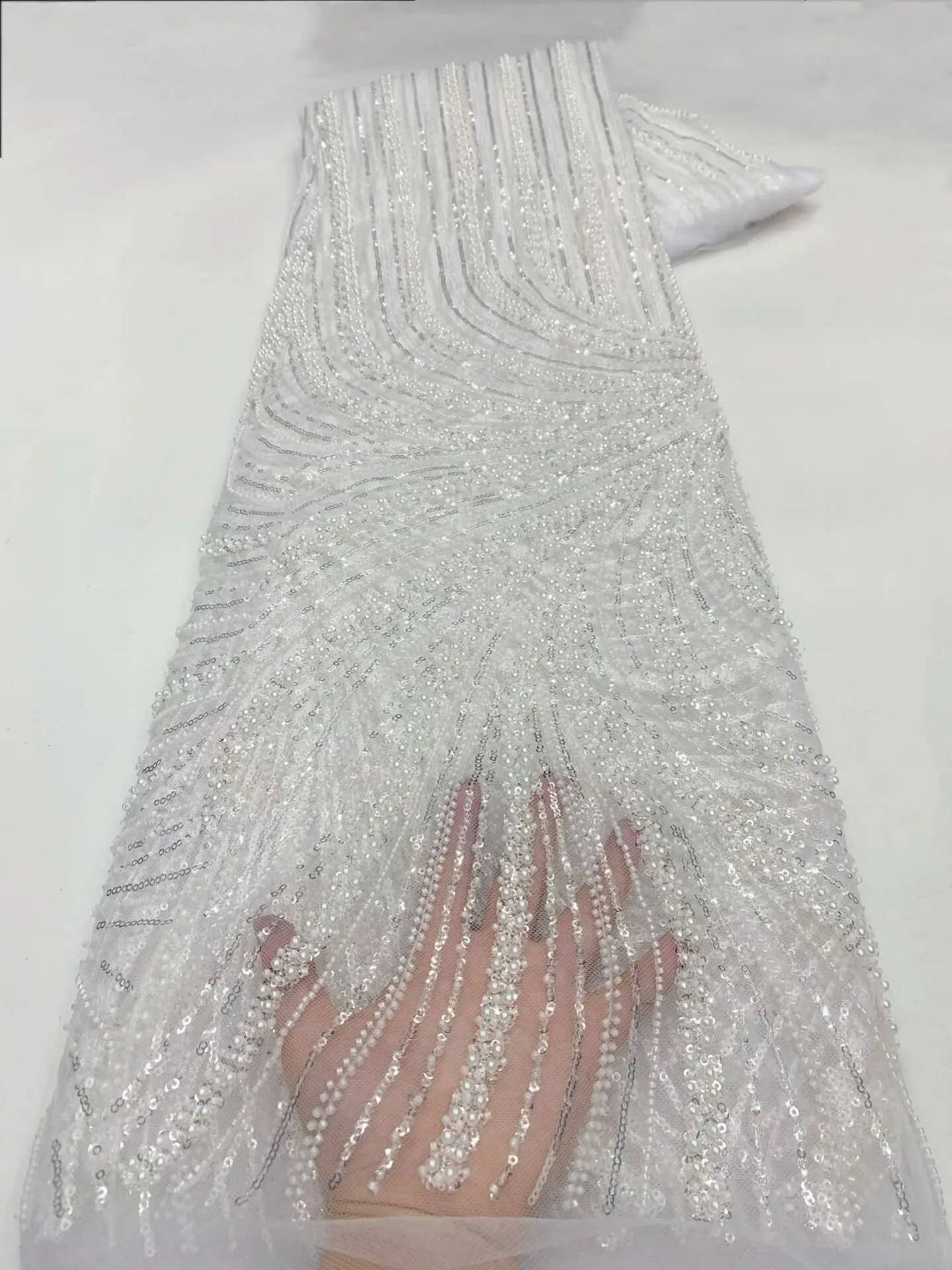 5 YARDS / 8 colors / Glaciers Abstract Beaded Mesh Ground Glitter Embroidery Mesh Lace Fabric