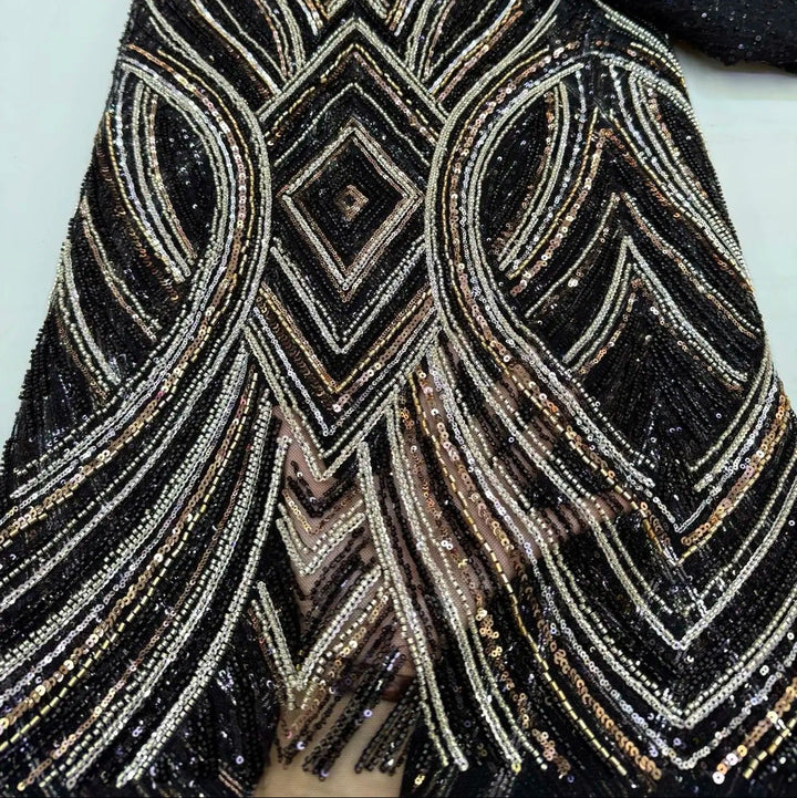 5 YARDS / 7 COLORS / DIODOROS Sequin Beaded Embroidery Glitter Mesh Dress Lace Fabric