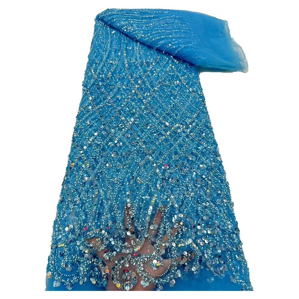 5 YARDS / 9 COLORS / ANUBIS Sequin Beaded Embroidery Glitter Mesh Dress Lace Fabric