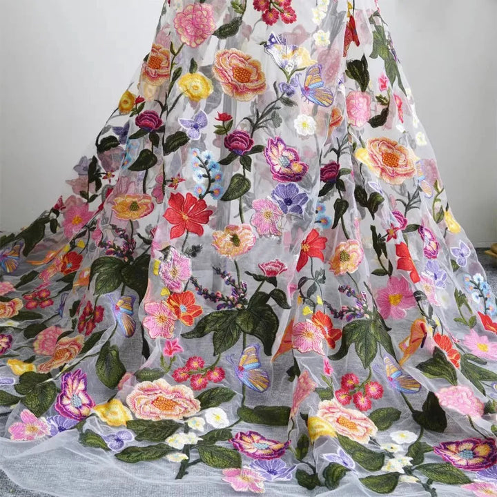 Bloom Haven Floral Allover Embroidery Tulle Mesh Lace