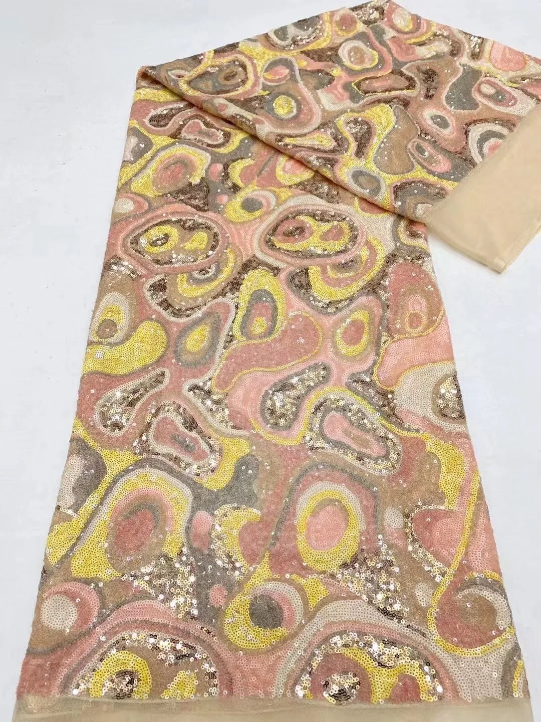 5 YARDS / 17 COLORI / Tessuto per abiti da cerimonia nuziale da sposa in pizzo scintillante con paillettes e perline ricamate Agathe