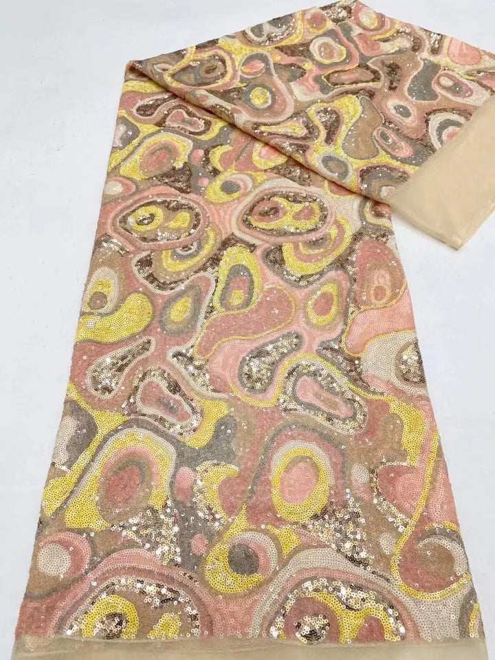 5 YARDS / 17 COLORI / Tessuto per abiti da cerimonia nuziale da sposa in pizzo scintillante con paillettes e perline ricamate Agathe