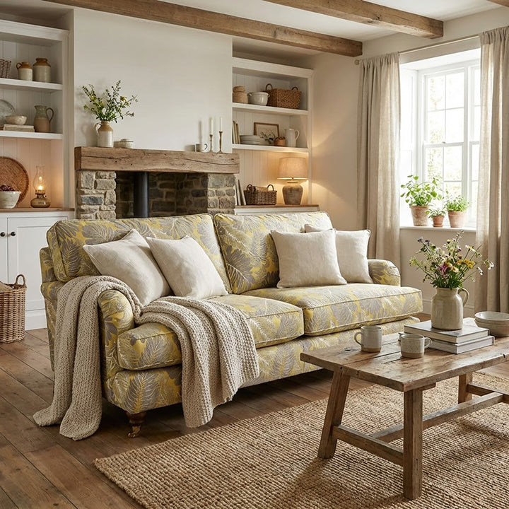 108" Wide LUNA Gold Gray Large Floral Design Jacquard Fabric