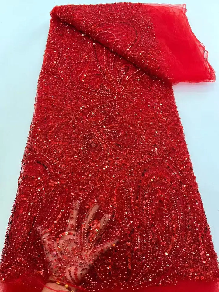 5 YARDS / 12 COLORI / Tessuto per abiti da cerimonia nuziale da sposa in pizzo scintillante con paillettes e perline ricamate Aline