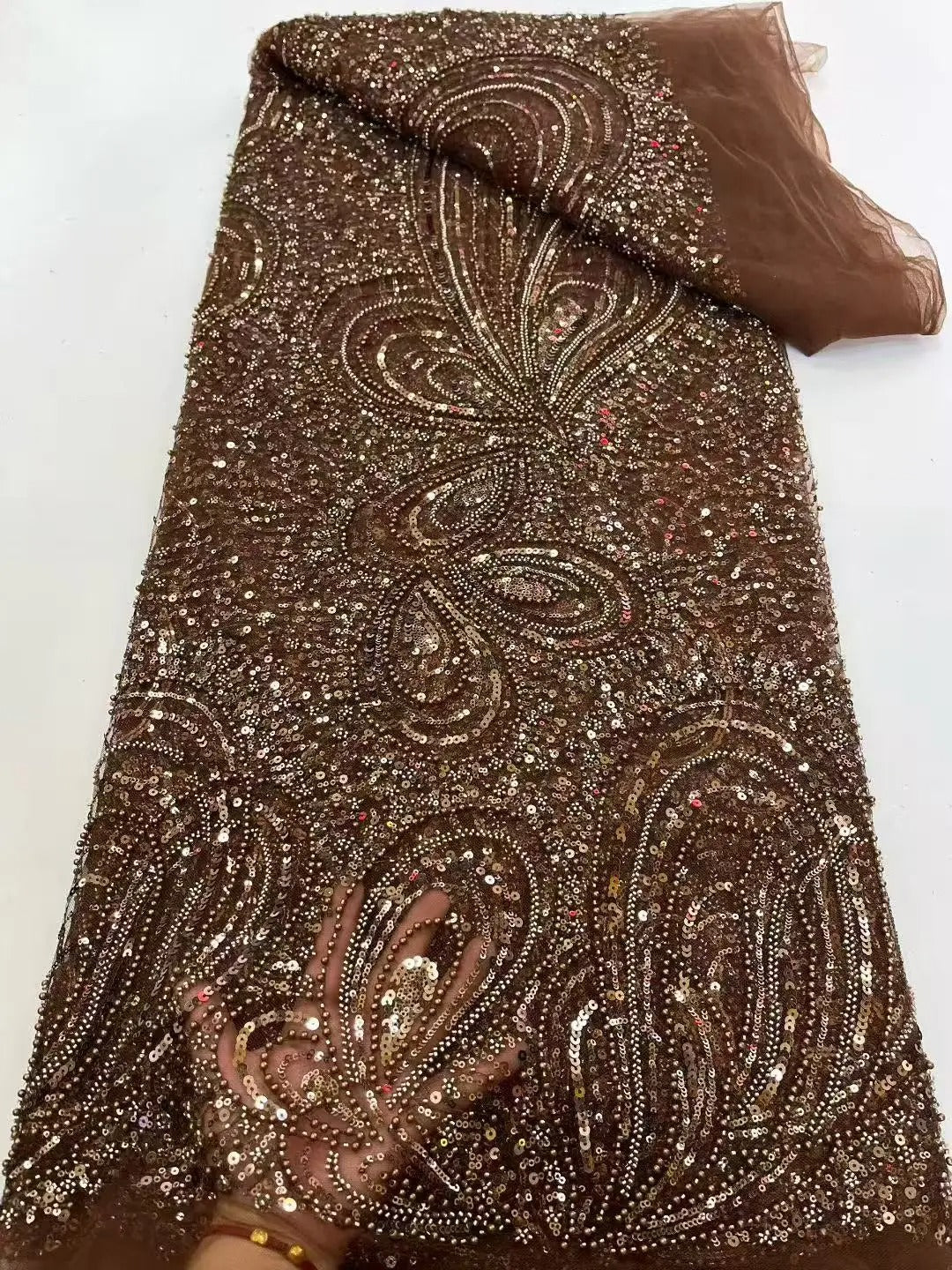 5 YARDS / 12 COLORI / Tessuto per abiti da cerimonia nuziale da sposa in pizzo scintillante con paillettes e perline ricamate Aline