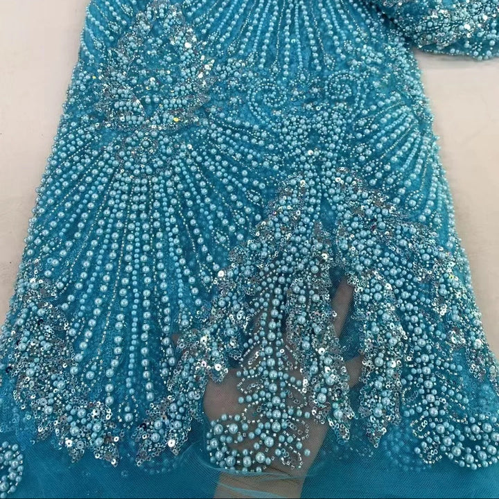 5 YARDS / 6 COLORS / IAKOB Sequin Beaded Embroidery Glitter Mesh Dress Lace Fabric