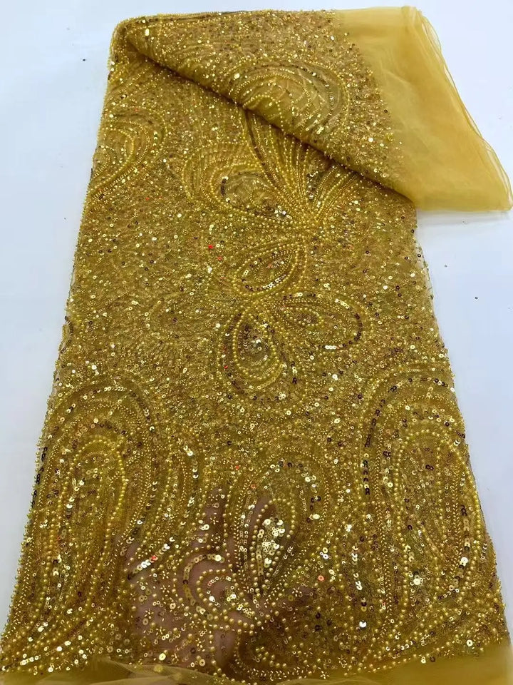 5 YARDS / 12 COLORI / Tessuto per abiti da cerimonia nuziale da sposa in pizzo scintillante con paillettes e perline ricamate Aline