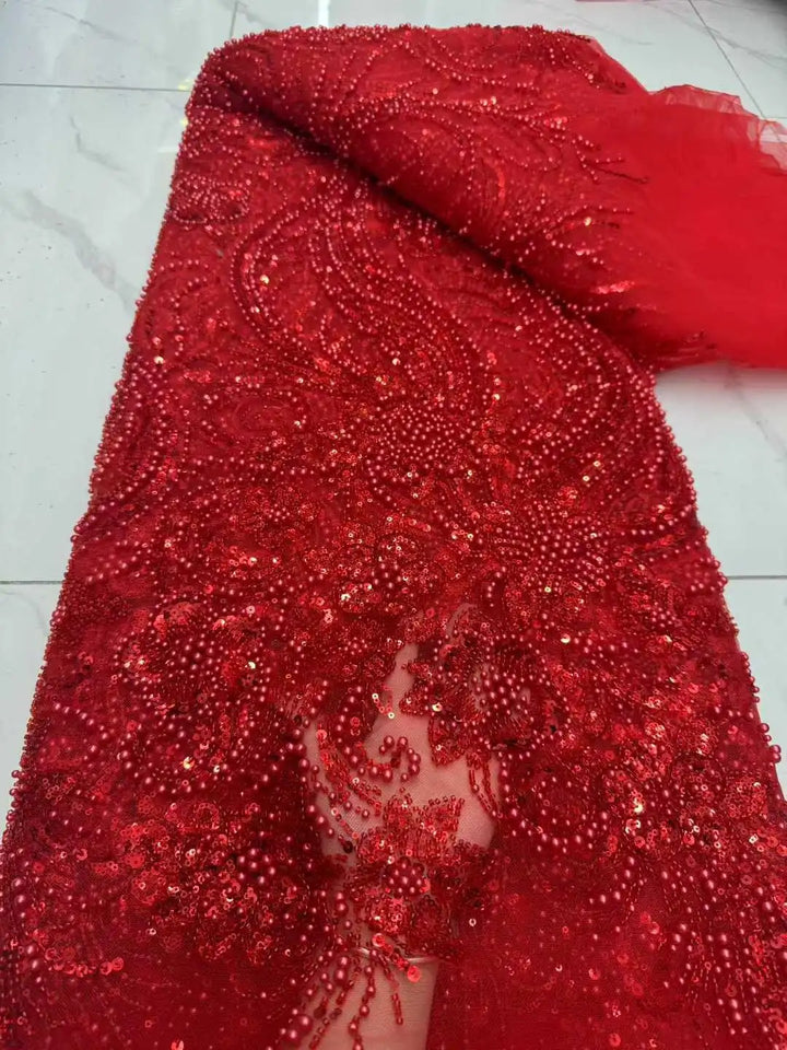 5 YARDS / 8 COLORS / Valencia Beaded Embroidery Bridal Mesh Lace Fabric