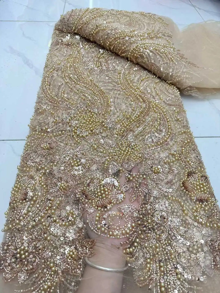 5 YARDS / 8 COLORS / Valencia Beaded Embroidery Bridal Mesh Lace Fabric