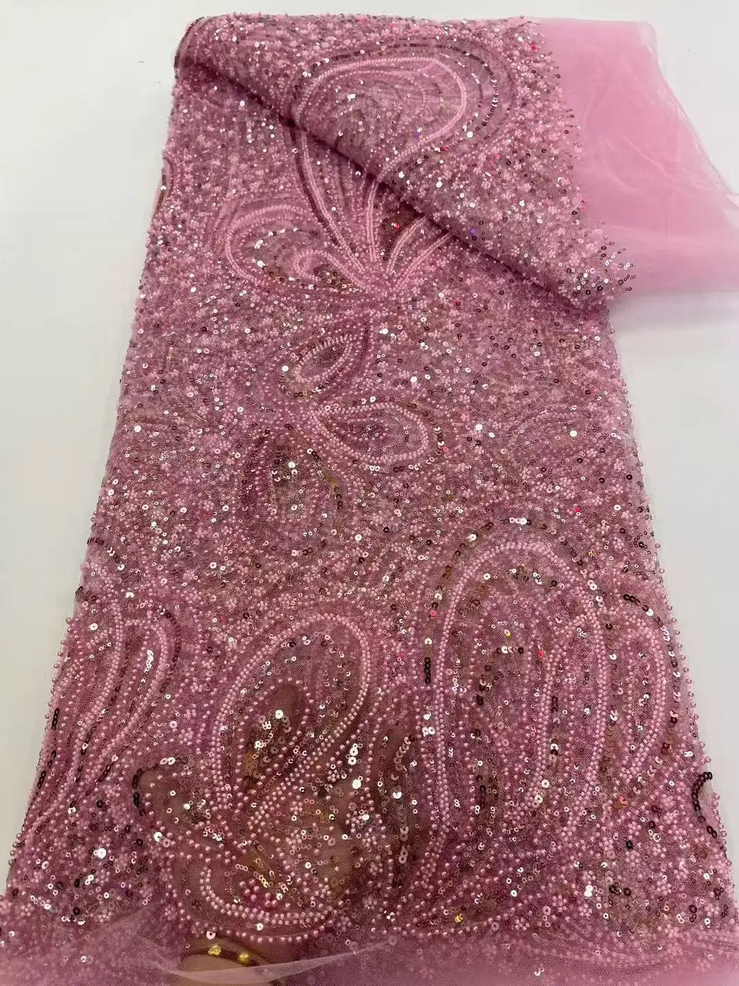 5 YARDS / 12 COLORI / Tessuto per abiti da cerimonia nuziale da sposa in pizzo scintillante con paillettes e perline ricamate Aline