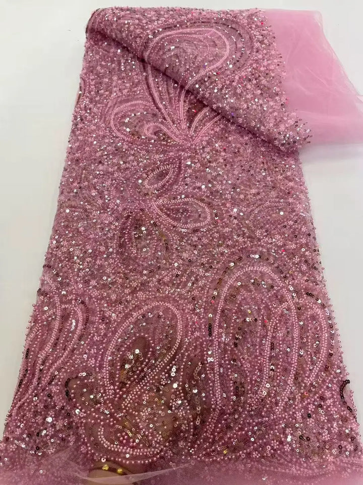 5 YARDS / 12 COLORI / Tessuto per abiti da cerimonia nuziale da sposa in pizzo scintillante con paillettes e perline ricamate Aline