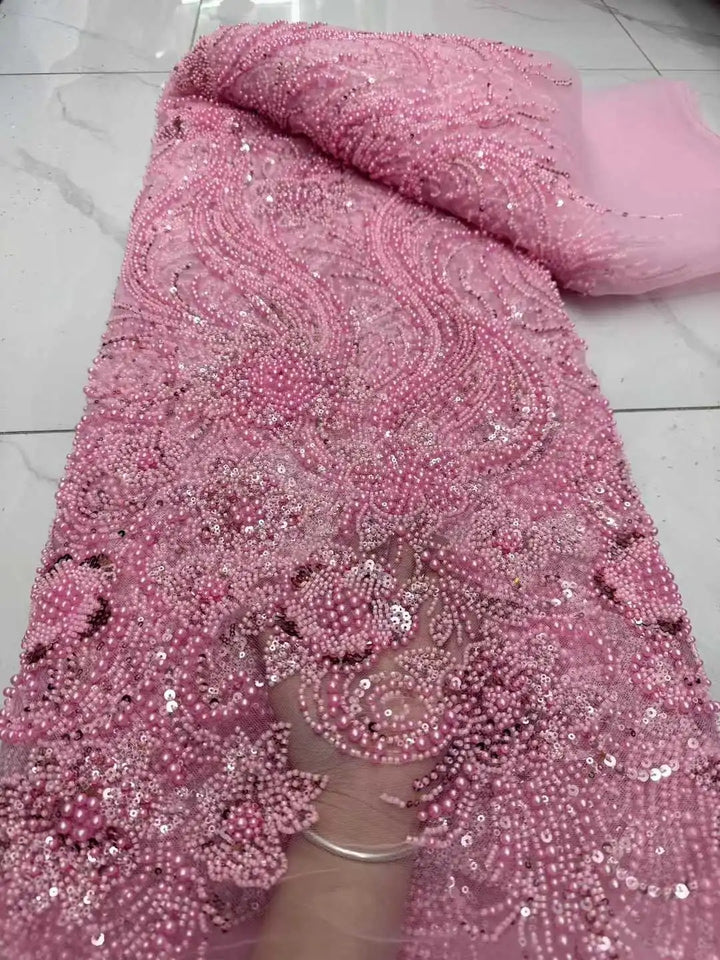 5 YARDS / 8 COLORS / Valencia Beaded Embroidery Bridal Mesh Lace Fabric