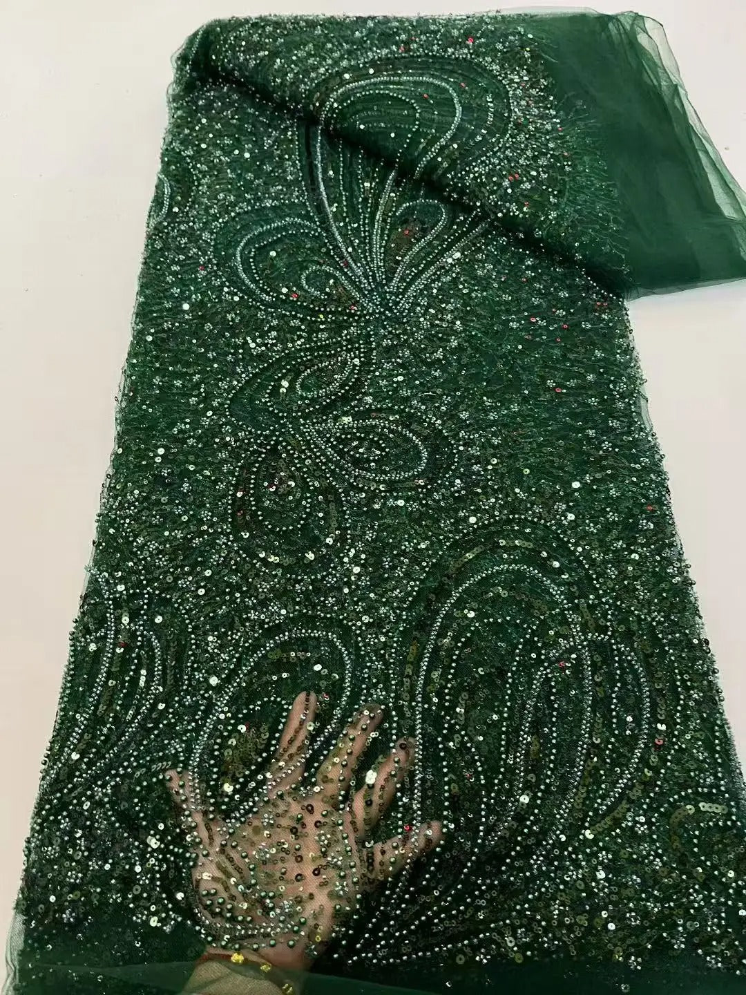 5 YARDS / 12 COLORI / Tessuto per abiti da cerimonia nuziale da sposa in pizzo scintillante con paillettes e perline ricamate Aline