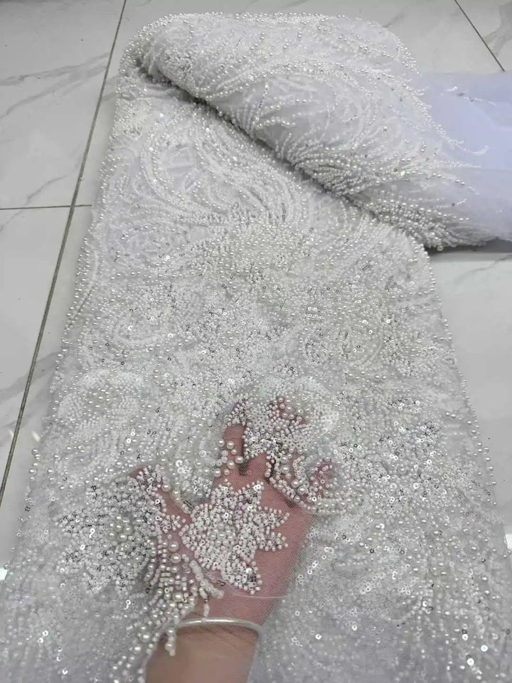 5 YARDS / 8 COLORS / Valencia Beaded Embroidery Bridal Mesh Lace Fabric