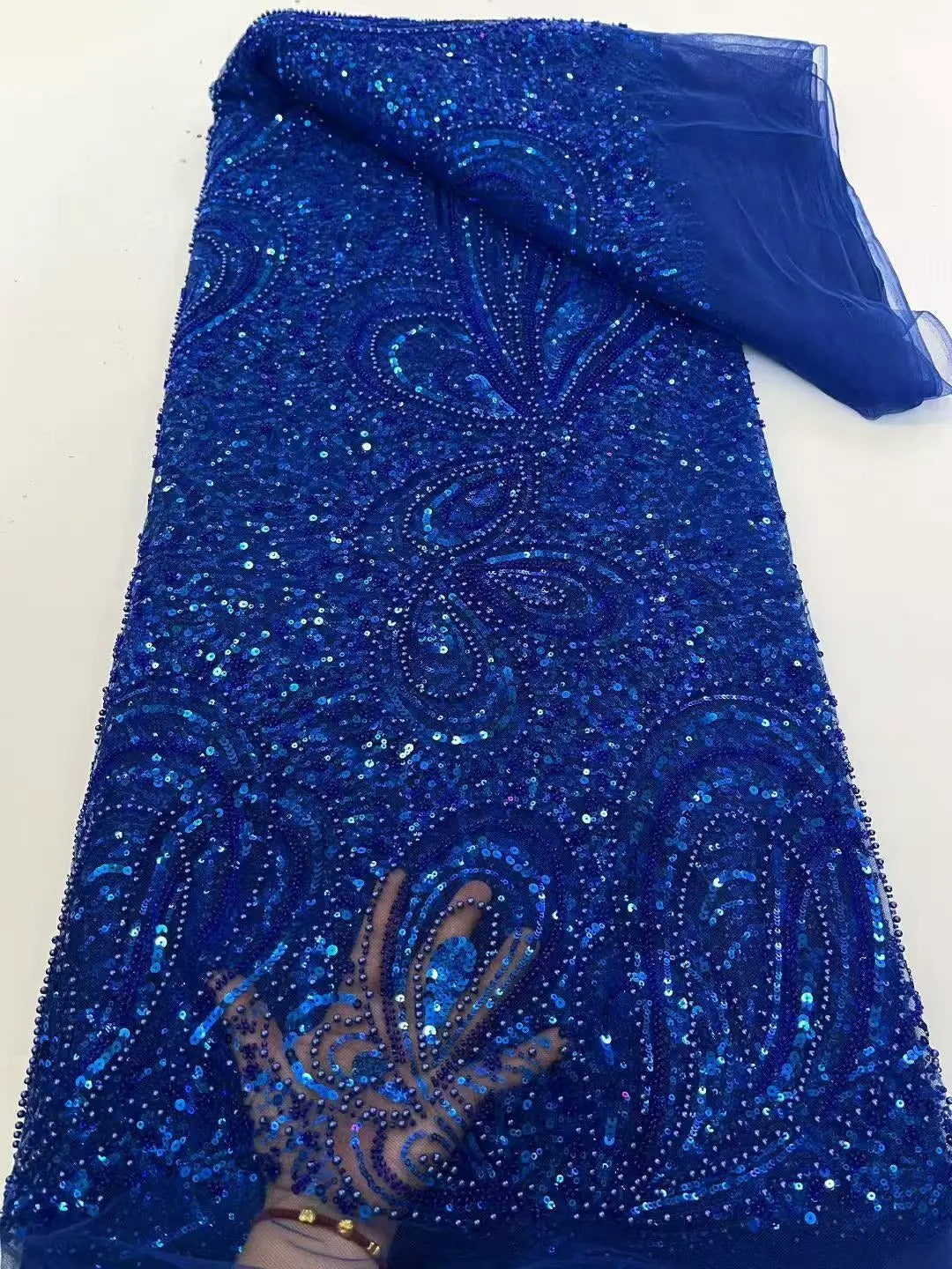 5 YARDS / 12 COLORI / Tessuto per abiti da cerimonia nuziale da sposa in pizzo scintillante con paillettes e perline ricamate Aline