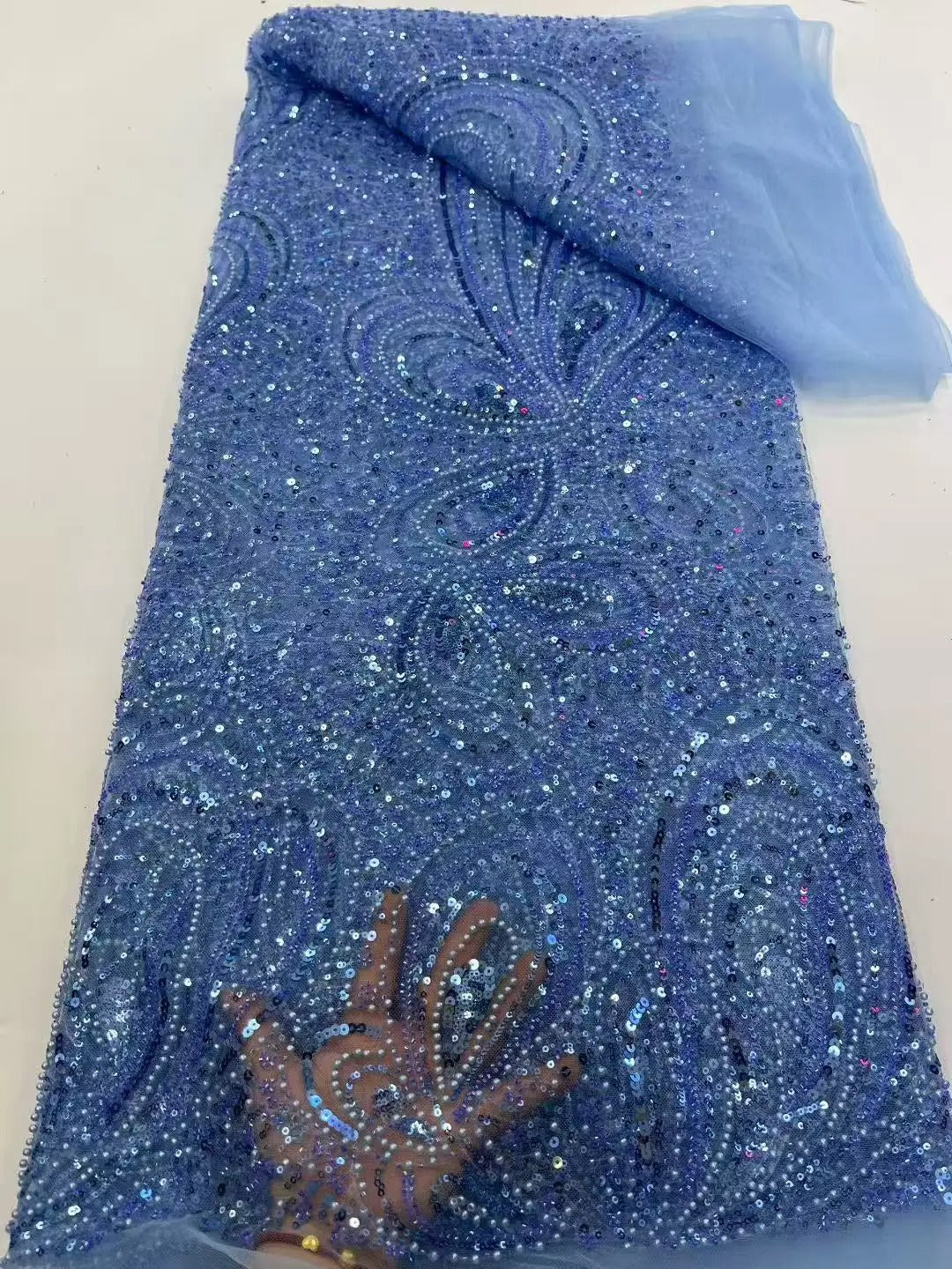 5 YARDS / 12 COLORI / Tessuto per abiti da cerimonia nuziale da sposa in pizzo scintillante con paillettes e perline ricamate Aline