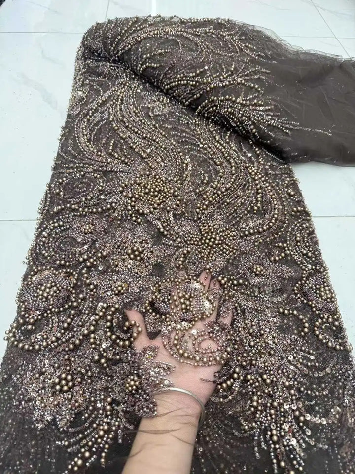 5 YARDS / 8 COLORS / Valencia Beaded Embroidery Bridal Mesh Lace Fabric