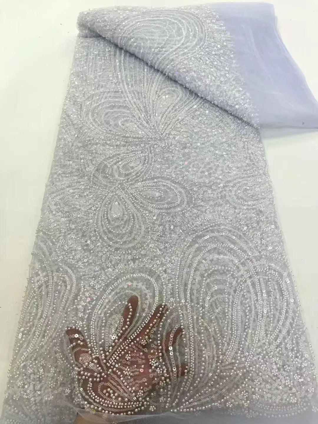 5 YARDS / 12 COLORI / Tessuto per abiti da cerimonia nuziale da sposa in pizzo scintillante con paillettes e perline ricamate Aline