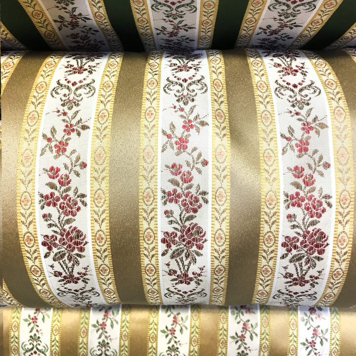108" Francesca Floral Damask Striped Jacquard Fabric / 7 COLORS - Classic & Modern