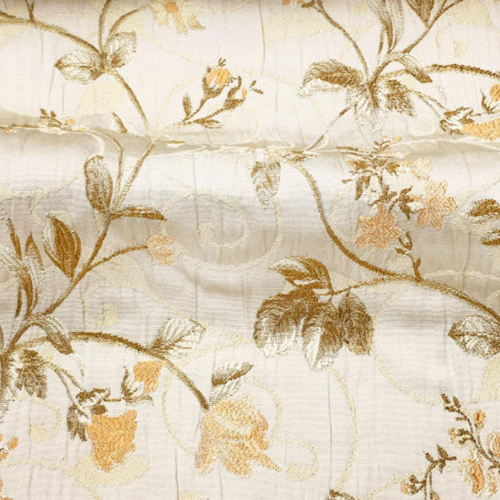 108" LAURA Garden Brown Floral Flower Chenille Fabric - Classic & Modern