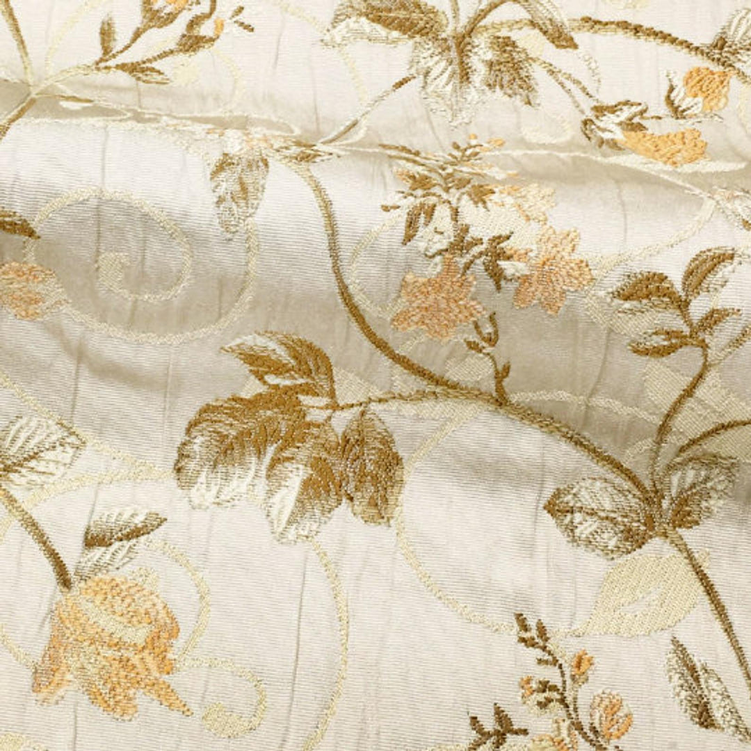 108" LAURA Garden Brown Floral Flower Chenille Fabric - Classic & Modern