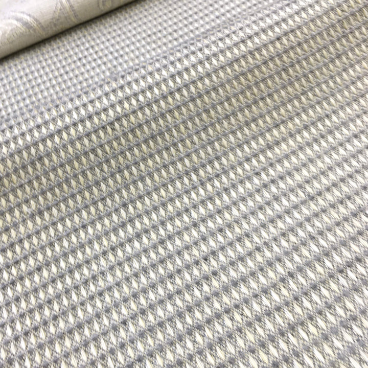 108" Wide BARI Beige Grey Geometric Small Square Jacquard Fabric - Classic & Modern