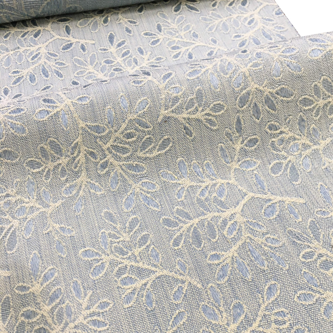 108" Wide FLEUR Beige Blue Textured Floral Jacquard Fabric - Classic Modern Fabrics