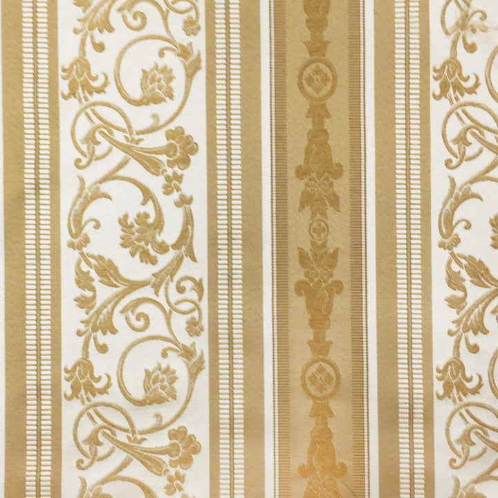 108" Wide FLORENTINE Gold Floral Damask Stripe Brocade Jacquard Fabric - Classic & Modern