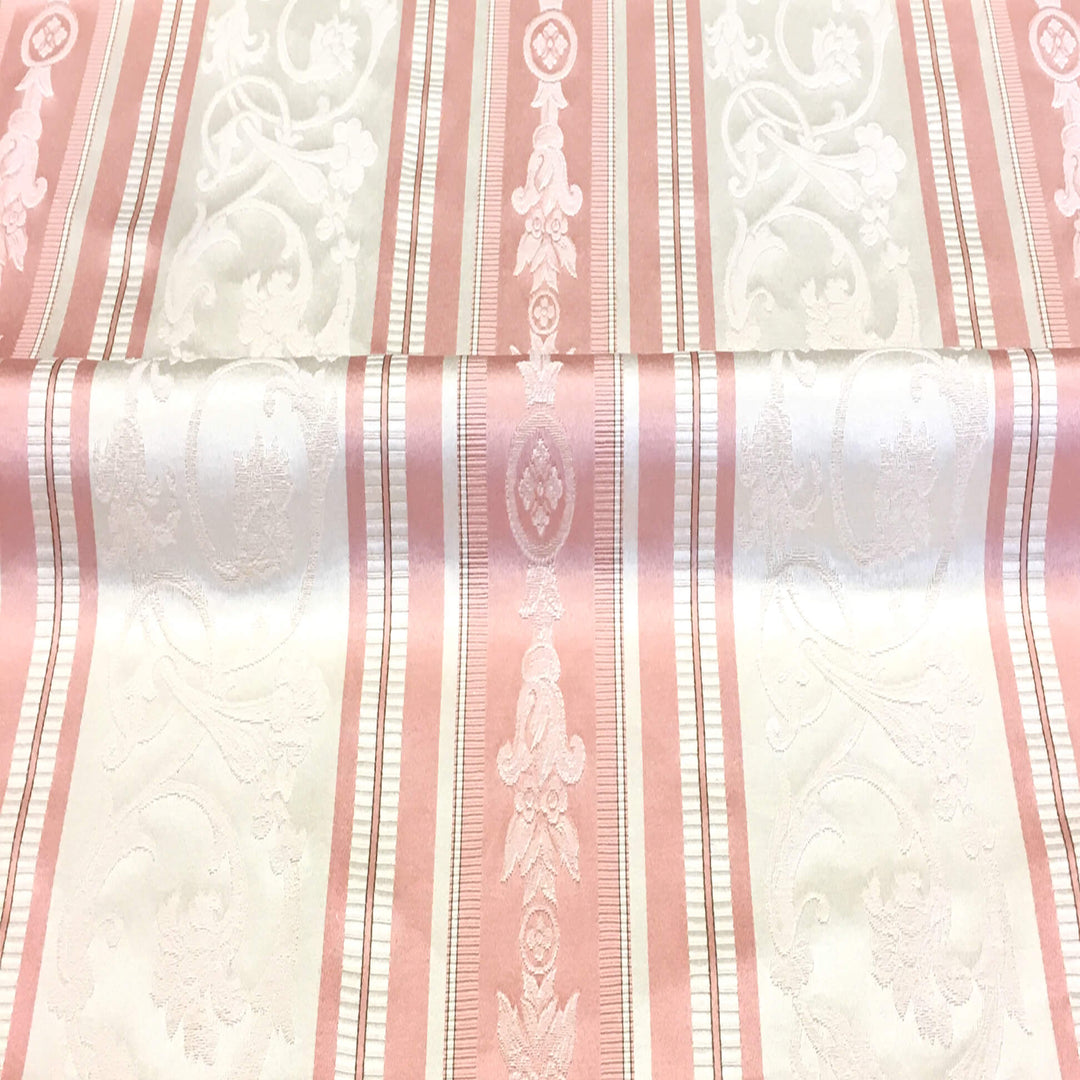108" Wide FLORENTINE Light Peach Pink Floral Damask Stripe Brocade Jacquard Fabric - Classic & Modern
