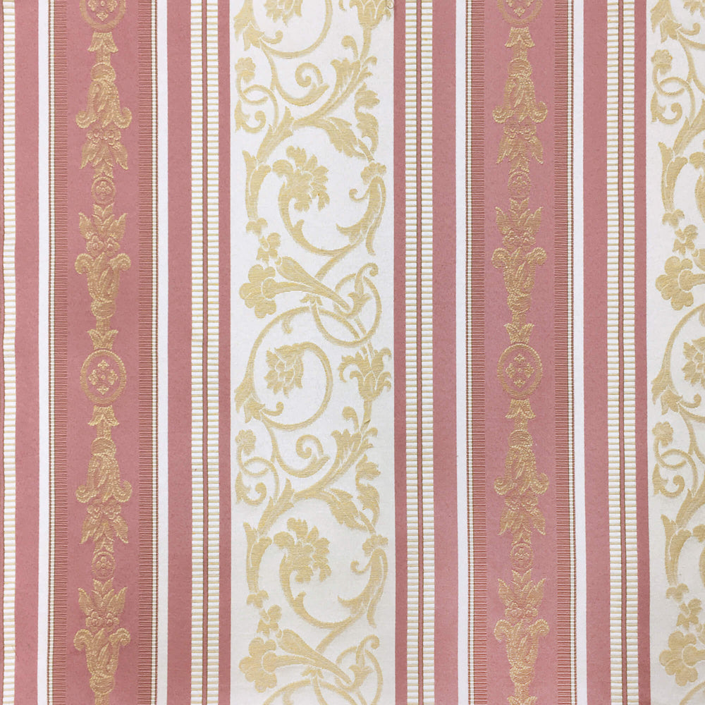 108" Wide FLORENTINE Mauve Pink Floral Damask Stripe Brocade Jacquard Fabric - Classic & Modern