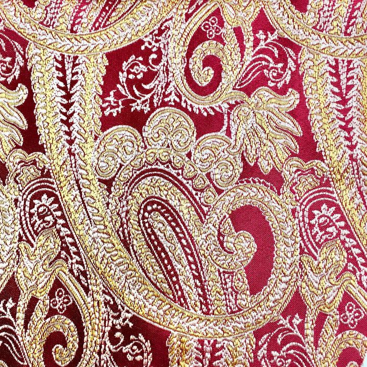 108" Wide STEFANO Red Gold Beige Soft Sheen Damask Jacquard Fabric - Classic Modern Fabrics