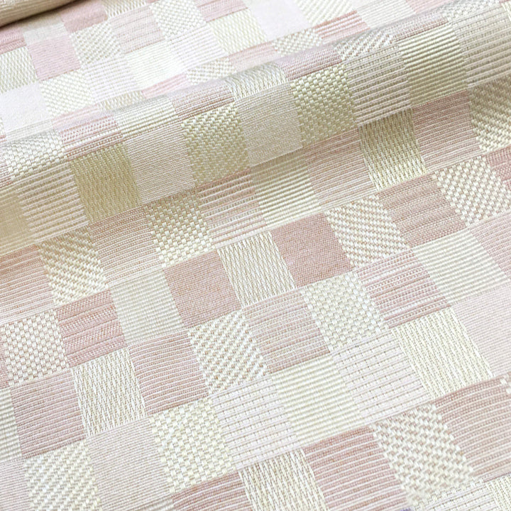 108" Wide TURIN Pink Beige Geometric Plaid Jacquard Fabric - Classic Modern Fabrics