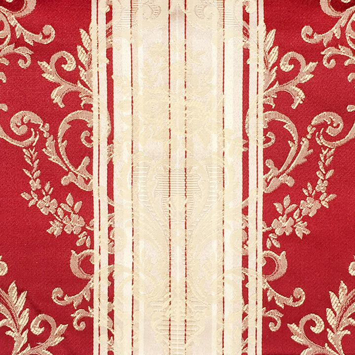 108" Wide Venice Burgundy Red Gold Royal Damask Stripe Brocade Jacquard Fabric / Made in Italy - Classic & Modern